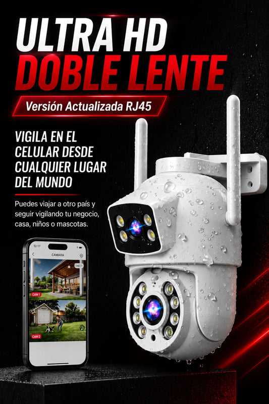 CÁMARA DE SEGURIDAD ROBÓTICA DOBLE LENTE RJ45