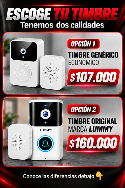 TIMBRE CON CÁMARA, PARLANTE Y MICRÓFONO: DOS OPCIONES.